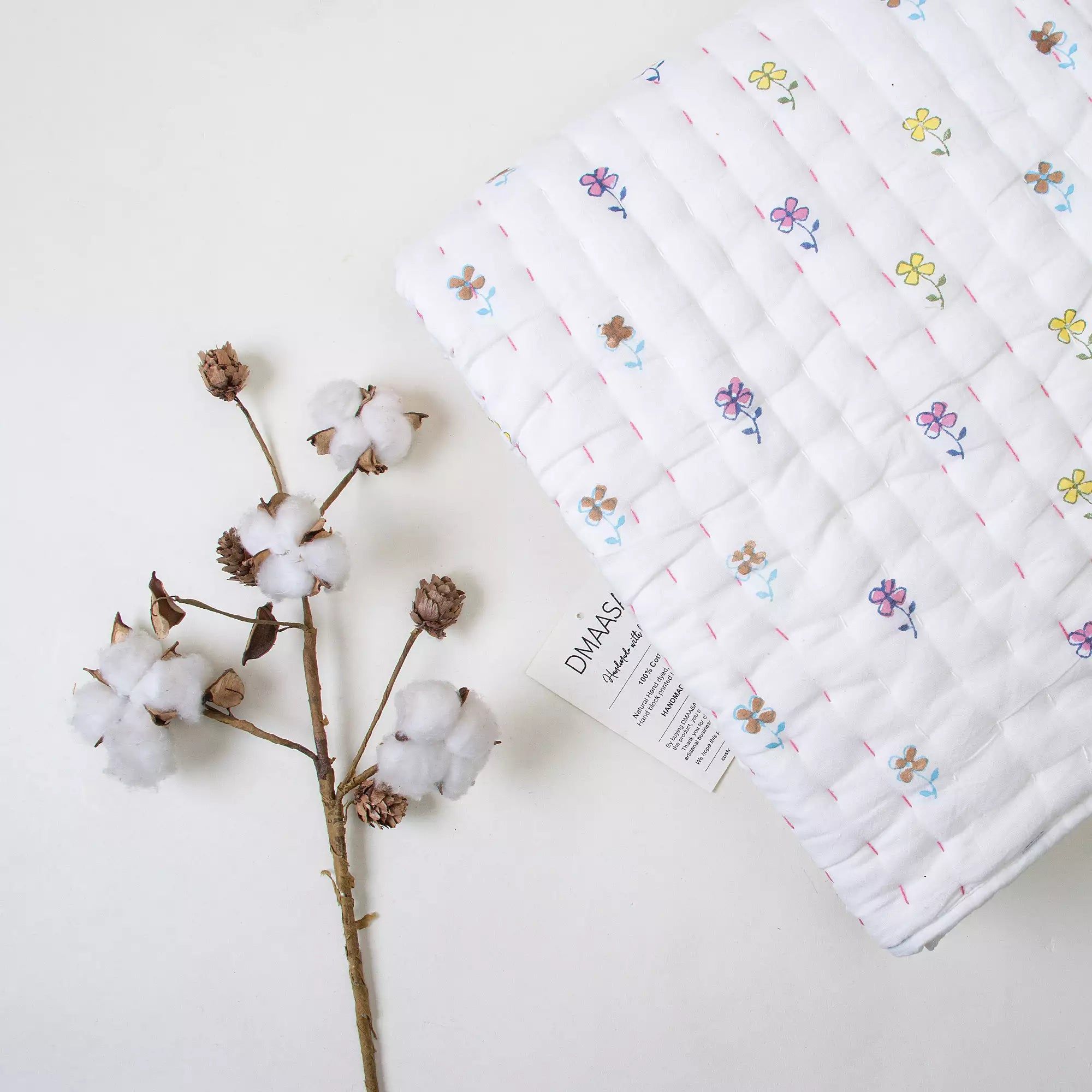 Multifloral Handmade Kantha Cotton Skin Friendly Baby Quilt 101